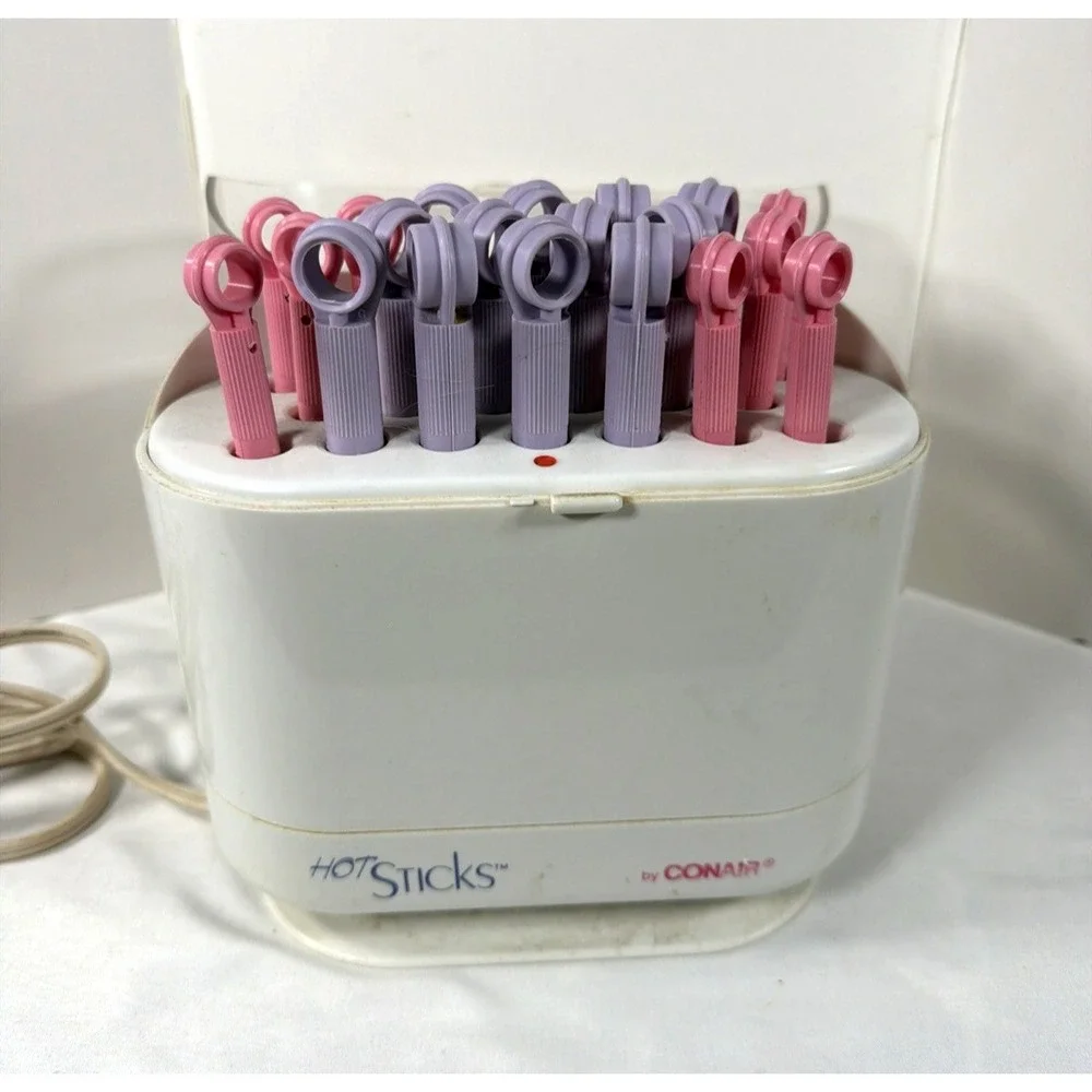 Conair HS19D Hot Sticks 20 Flexible Curlers Rollers Vintage 2 Sizes Purple Pink‎
